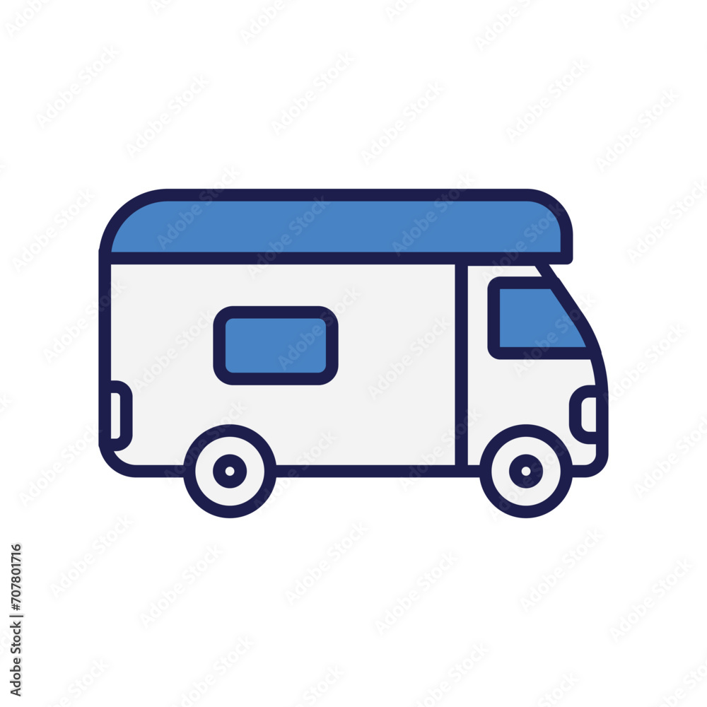 camper icon with white background vector stock illustration