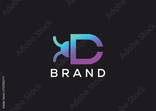 Letter C Bug icon vector monogram logo design template