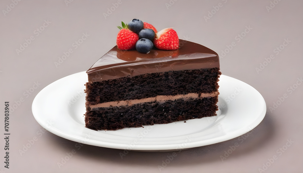 Chocolate cake on plate isolated Chocolate cake on plate isolated