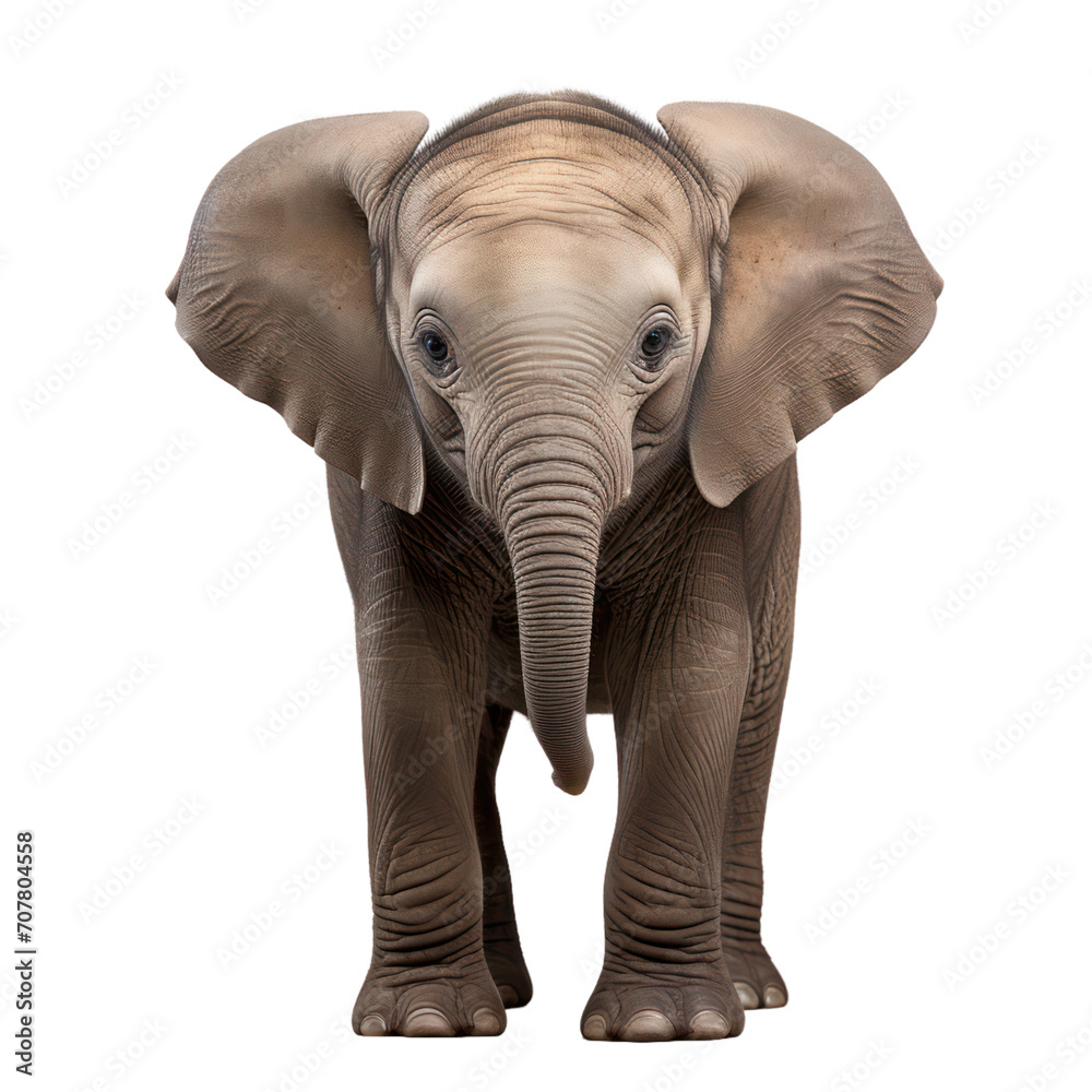 Standing elephant isolated on white
