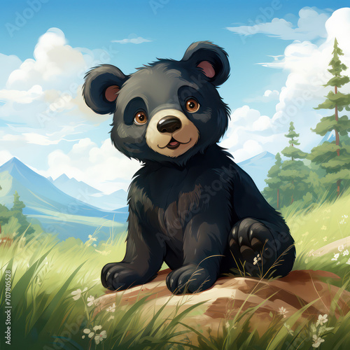 Cute black bear in the forest