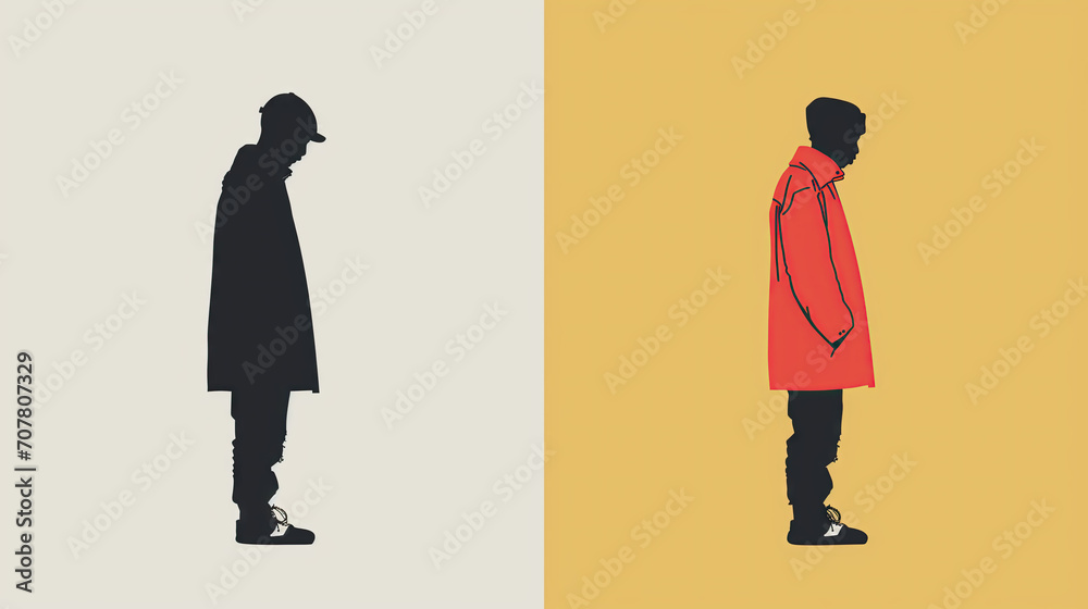 Minimalism illustration of a young guy with a simple background. Minimalistic, modern, stylish Minimalism illustration of a young guy with a simple background. Minimalistic, modern, stylish