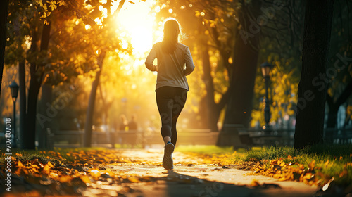 woman running in autumn park