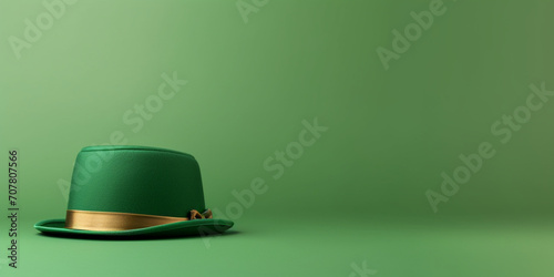 Happy St Patrick S Day Green Hat Lucky Isolated, Background design sale banner for St Patrick's with green hat and green leaves, generative AI 