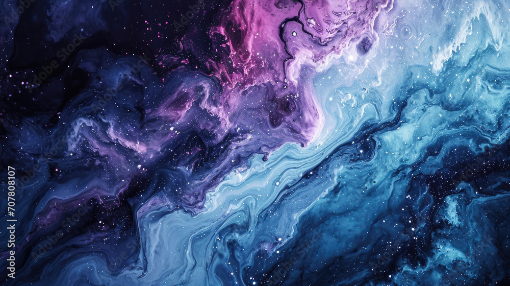 Creative abstract marble background with a mix of dark blue and purple - obrazy, fototapety, plakaty 