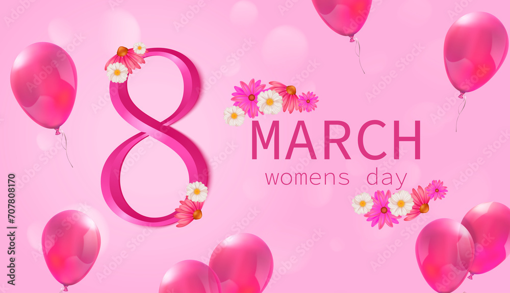 Realistic Womens day horizontal banner