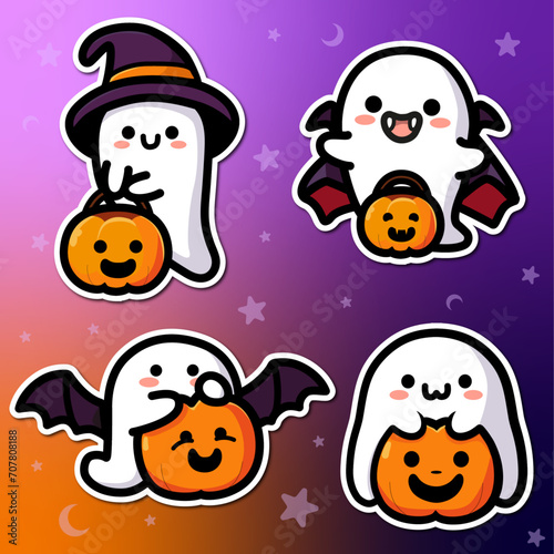Cute Ghosts Halloween stickers