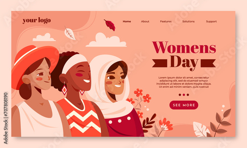 Womens day landing page in flat design