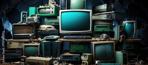 concept of electronics, e-waste and recycling photo
