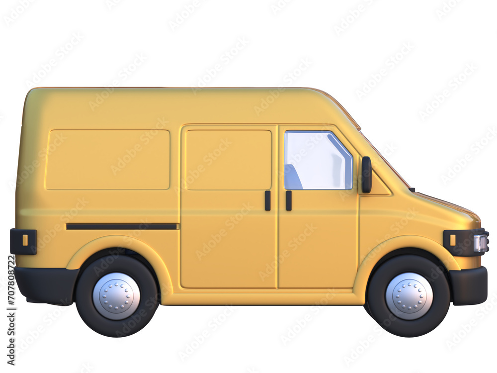 Delivery vanisolated from the background 3d rendering