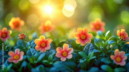 Spring Equinox Day Bokeh Banner Wild Flowers And Sun Rays
