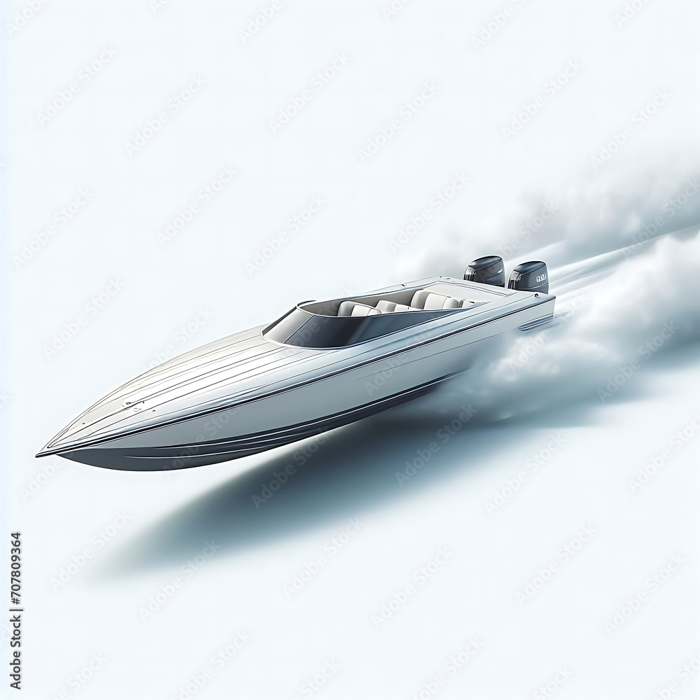 modern speedboat on isolated white background modern speedboat on isolated white background