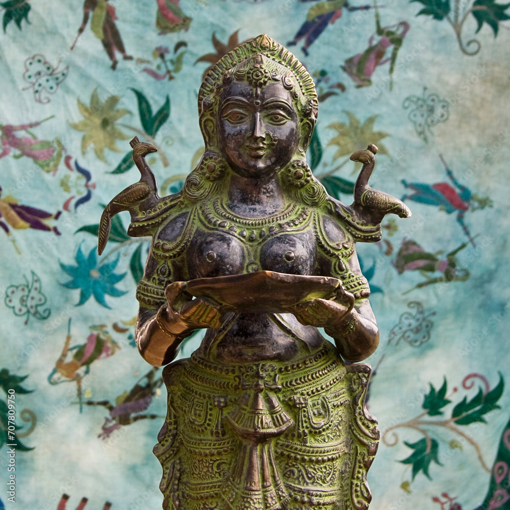 Fototapeta premium Deepalakshmi with Birds on Shoulders, India