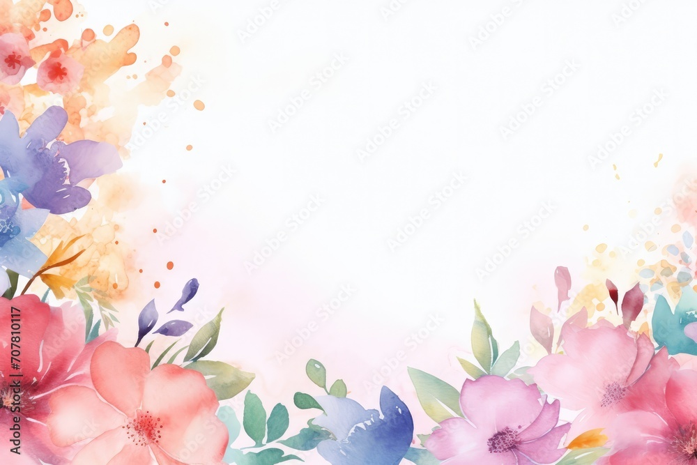 Spring may flower banner with watercolor painted frame of decorative ornament blossom patterns symbolized beauty, femininity mockup, may, colorful mother's day background with copy space for text