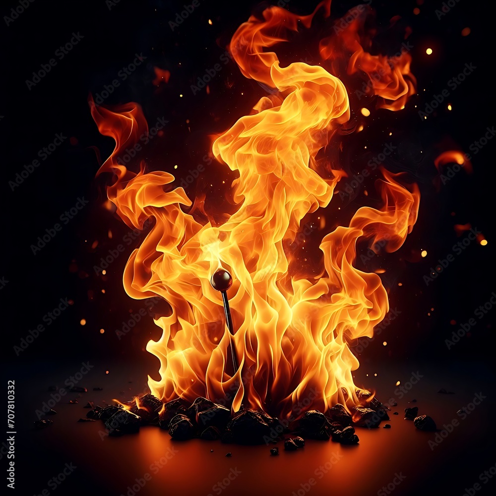 Fototapeta premium campfire on black isolated background