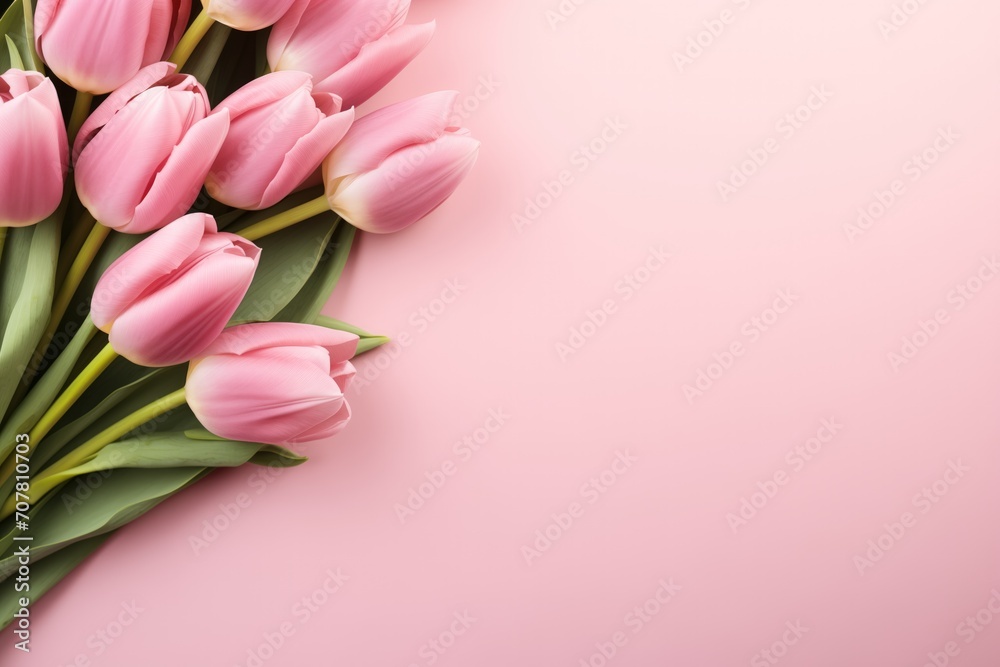 Pink background with tulips