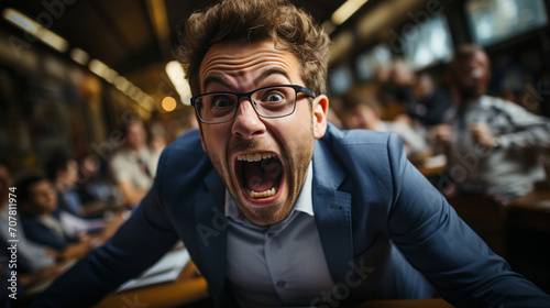 Businessman Struggling with Anger Management, Mental Health, and Workplace Stress