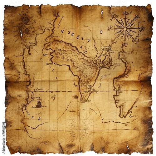 A weathered treasure map  its yellowed edges and faded ink revealing the secrets of hidden riches and buried adventure. --v 6 Job ID  a1d30c7b-c37e-45ba-8344-9951e5a83806