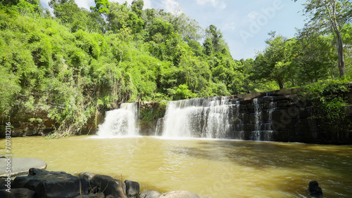 Sridit Waterfall. It is a large rock and very beautiful stone waterfall at Khao Kho District, Phetchabun Province, Thailand. Thailand waterfall. Beautiful nature concept. Nature and travel concept photo