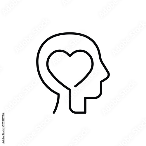Fototapeta Naklejka Na Ścianę i Meble -  Mental health icon. Simple outline style. Positive mind wellbeing, brain, emotion, mental health development and care concept. Thin line symbol. Vector illustration isolated.