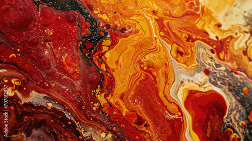 Creative abstract marble background in red, orange and yellow colors like a lava flow