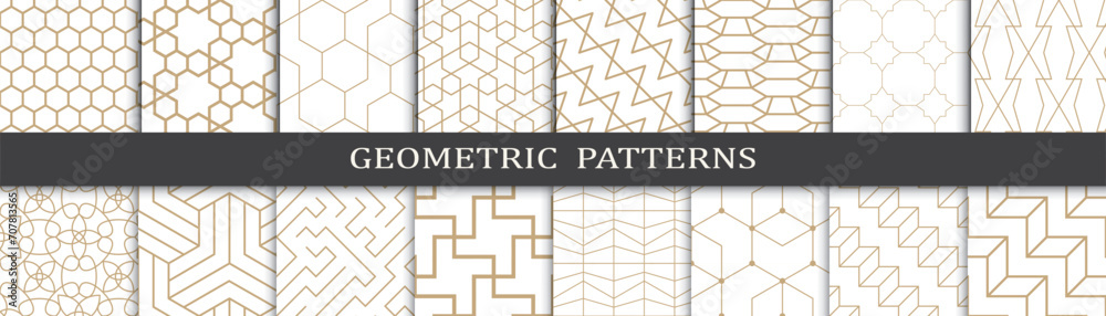 Set of arabic seamless patterns. Asian geometric traditional design islamic pattern. Seamless arabic ramadan pattern. - obrazy, fototapety, plakaty 