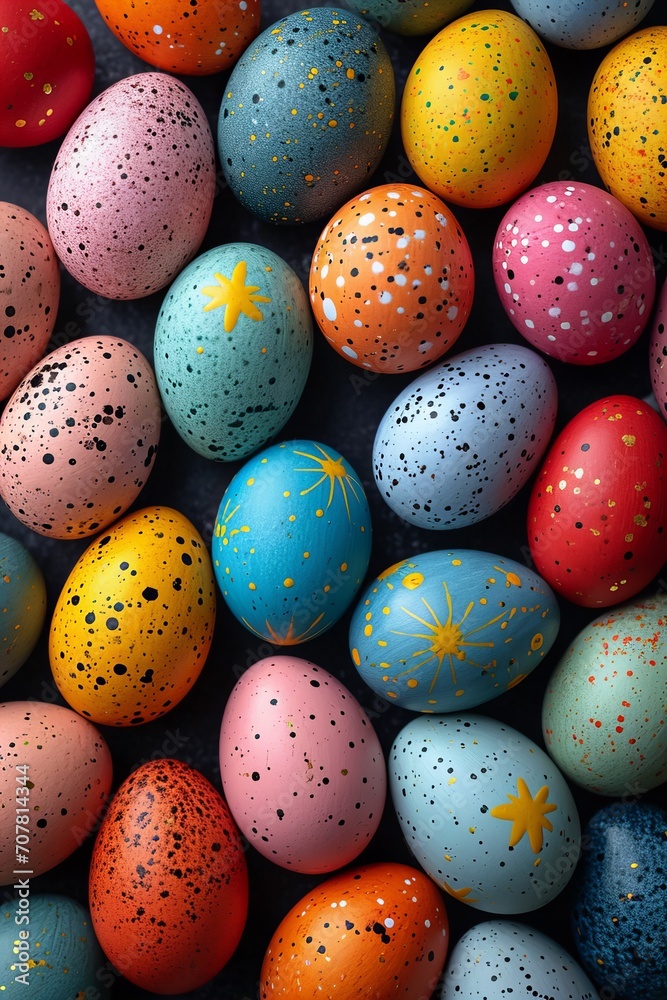 Set of Colorful easter eggs on black background Set of Colorful easter eggs on black background