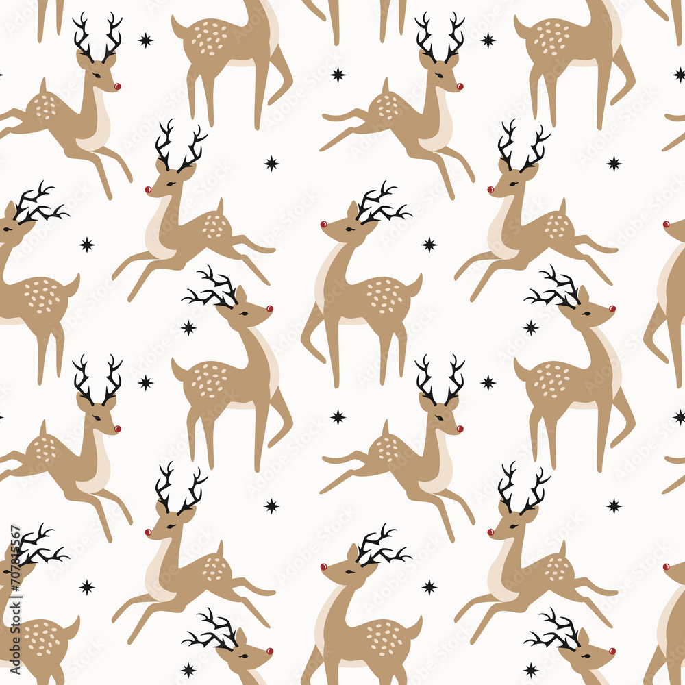 Naklejka premium reindeers seamless pattern repeat pattern