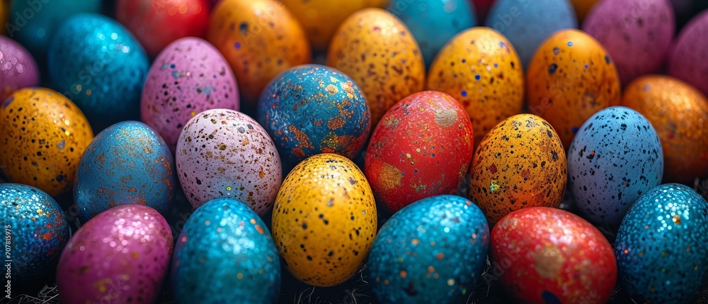 Set of Colorful easter eggs on black background Set of Colorful easter eggs on black background