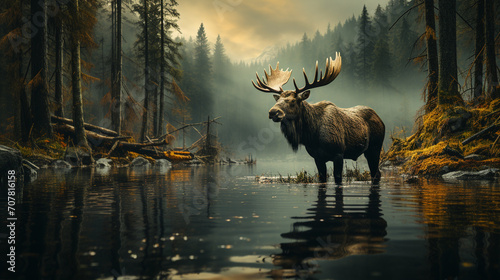 Moose in nature.