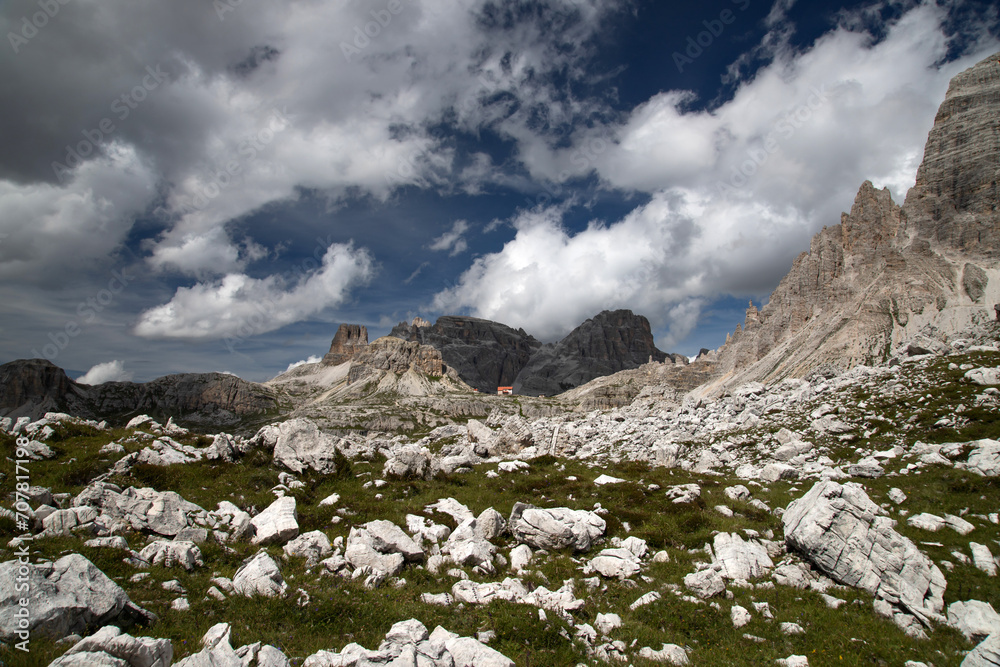 Rifugio Locatelli, mountain hut Antonio Locatelli, in the Tre Cime