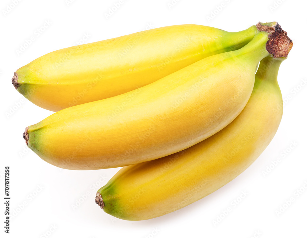 Baby bananas bunch isolated on white background.