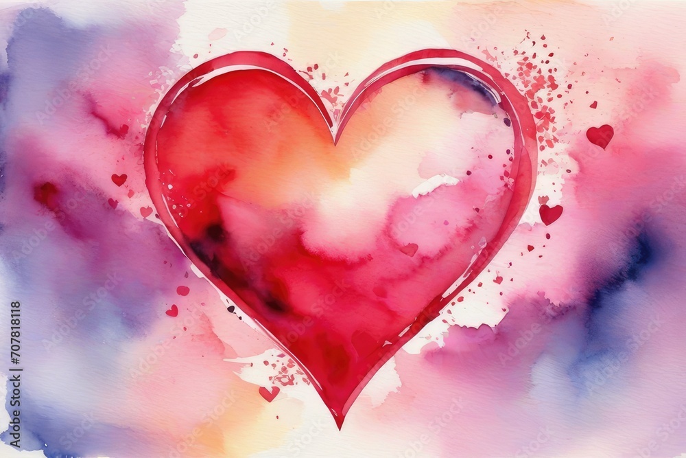 Abstract Elegance: Valentine's Artistry in Hand-Drawn Watercolor Heart