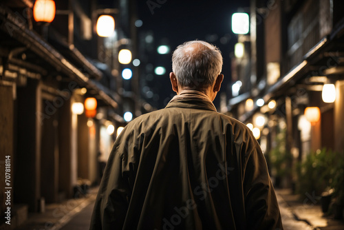 深夜徘徊する老人の背中 © NOBU