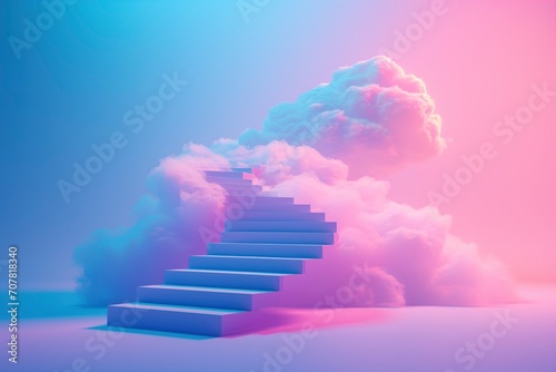 Staircase leading to heaven. Life after death conceptual background. Ai generated image