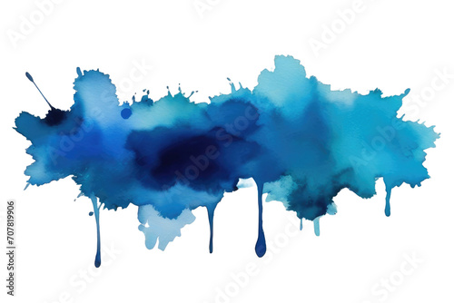 Blot of blue watercolor isolated on transparent or white background