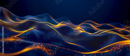 Wave of dots and weave lines.  Abstract Digital Technology Background. Abstract wave moving dots flow particles, hi-tech and big data background design for brochures, flyers, magazine, business card,