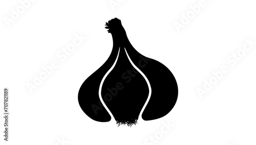garlic symbol, black isolated silhouette
