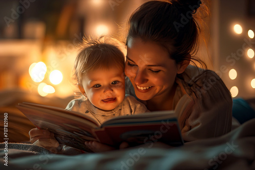 Woman Reading Book to Baby, Bonding and Early Learning Experience photo