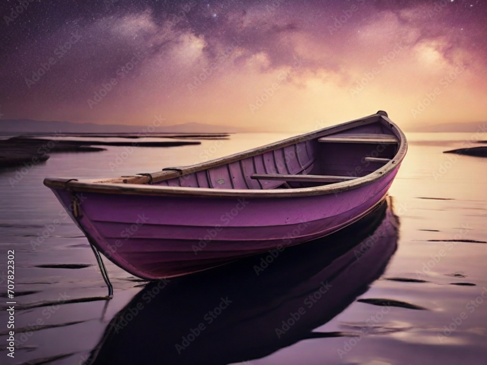 Naklejka premium boat at sunset