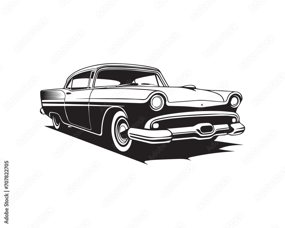 Old vintage car isolated on white