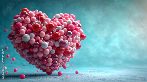 heart and love wallpaper, pink and lovely wallpaper, Valentine's Day concept, pink heart with blue background