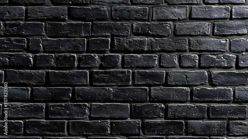 Abstract Black brick wall texture for pattern background. wide panorama picture