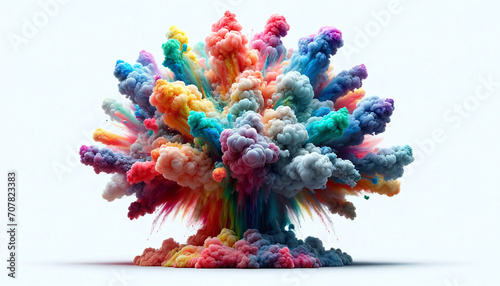 Escenario Abstracto de Nubes Coloridas Desplegando un Estallido o Explosión de Diseño Vibrante, Intenso y Creativo en un Fondo Minimalista y Surrealista