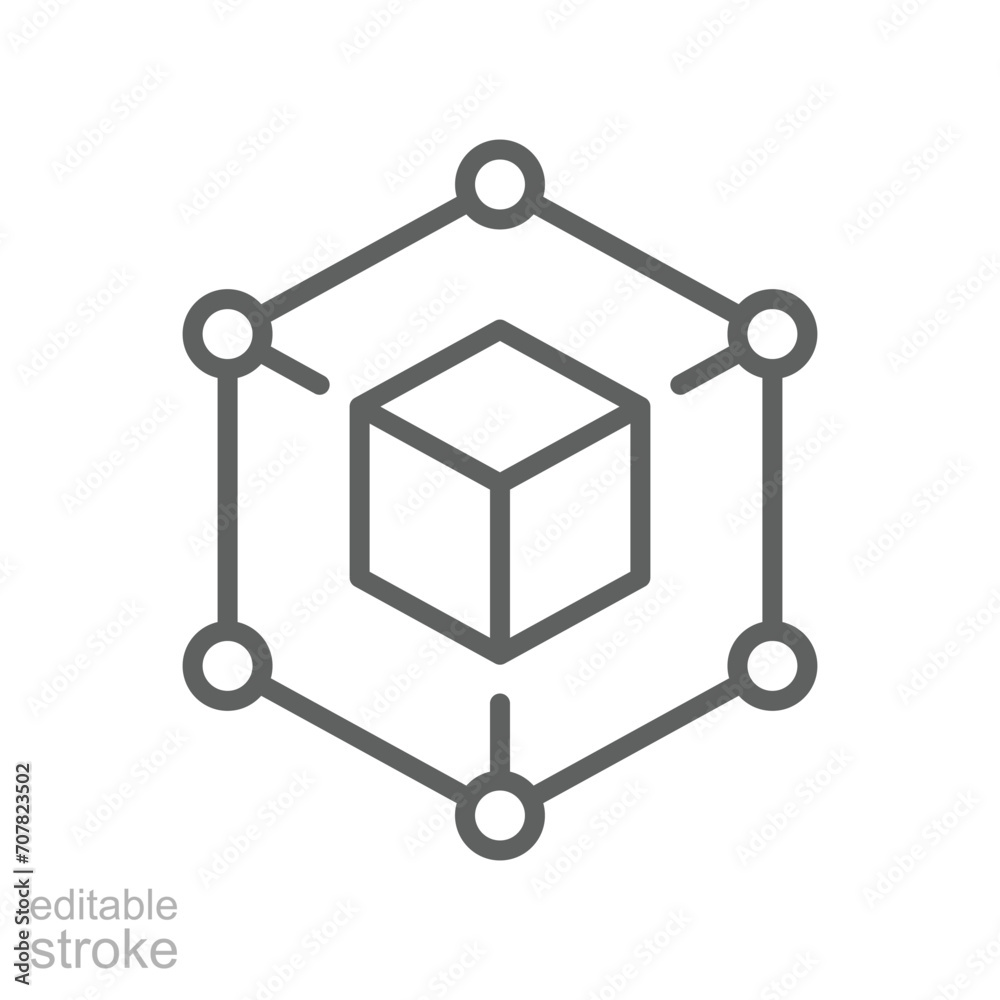 Framework icon. Simple outline style. Cloud, native, react, atom ...