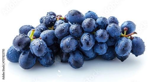 Blue wet Isabella grapes bunch isolated on white background as package design element photo