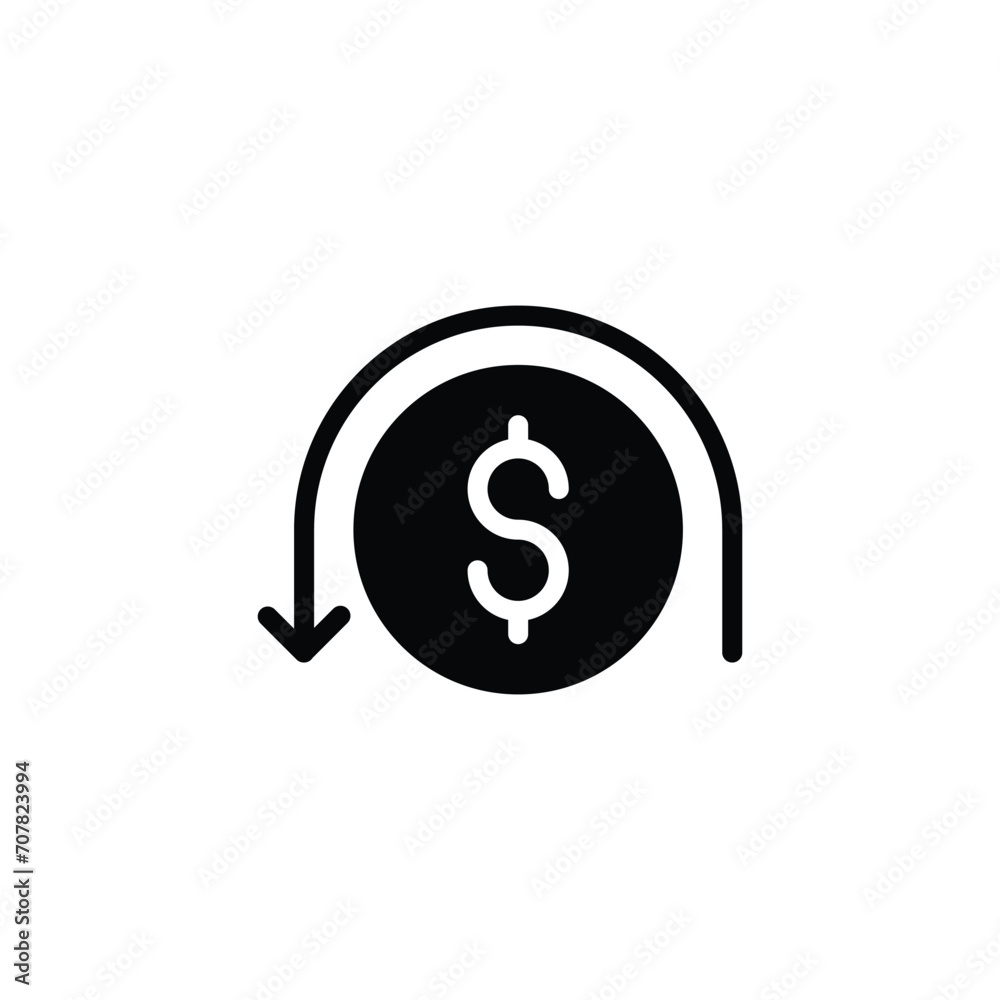 Chargeback icon. Simple solid style. Reimburse, rebate, money refund, purchase, cancel payment, transaction, business concept. Black silhouette, glyph symbol. Vector illustration isolated. Chargeback icon. Simple solid style. Reimburse, rebate, money refund, purchase, cancel payment, transaction, business concept. Black silhouette, glyph symbol. Vector illustration isolated.