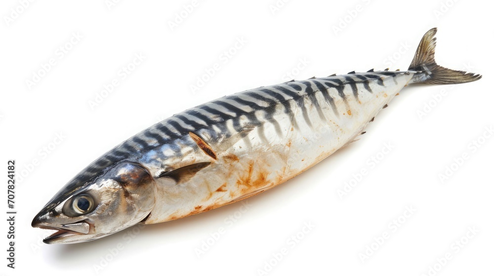 Cold smoked mackerel, close-up, isolated on white background Cold smoked mackerel, close-up, isolated on white background