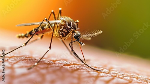 Dangerous Malaria Infected Mosquito Skin Bite. Leishmaniasis, Encephalitis, Yellow Fever, Dengue, Malaria Disease © buraratn