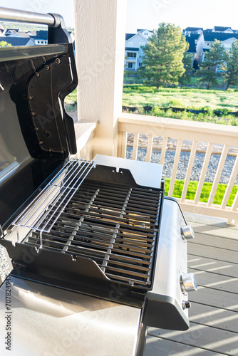 Brand New Two-Burner Grill Stationed on Balcony